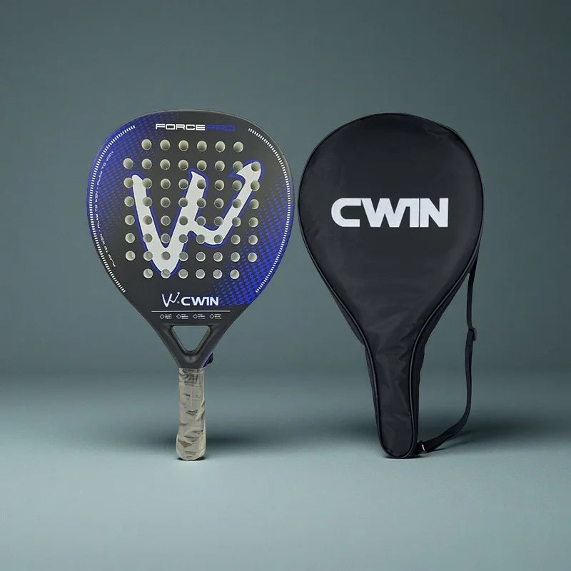 Cwin Paddle Racket Carbon Fiber Soft EVA Face for Adult Prefessional Training Tennis Paddle Racquet with Padel Shovel Protector