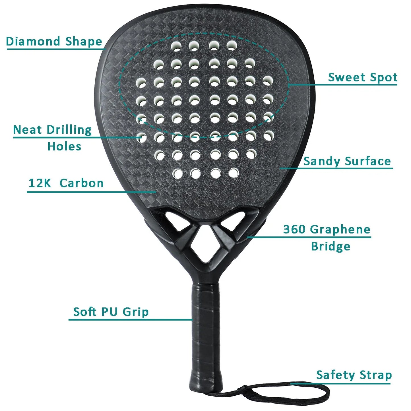 AMASPORT Padel Racket 100%/3/12/18K/Kevlar Carbon Tennis Paddle Racket EVA SOFT 38mm Diamond Shape Tenis Padel Raquete